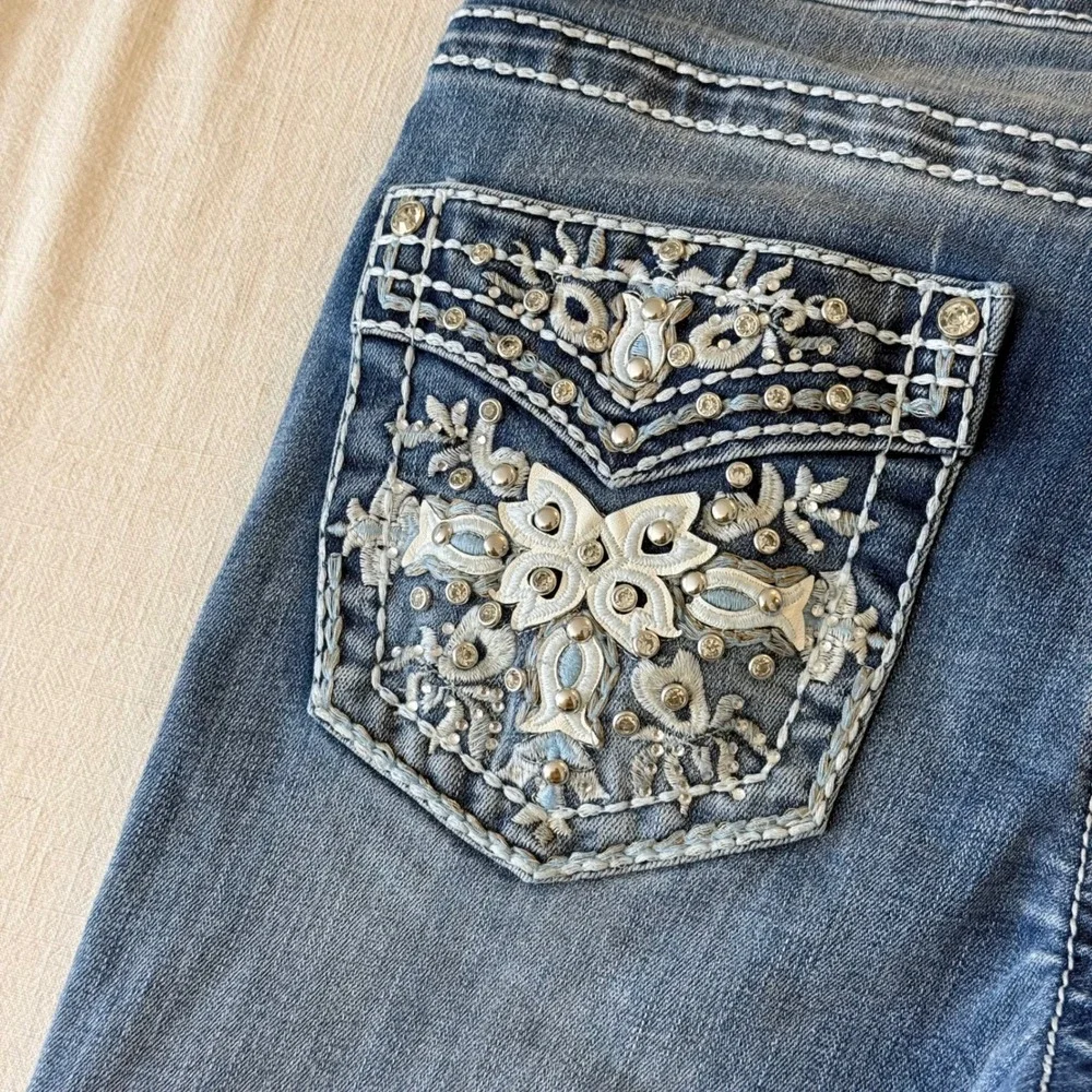 Telepatia Y2K McBling Bootcut Jeans 9/29 Rhinestone Embellished Pockets